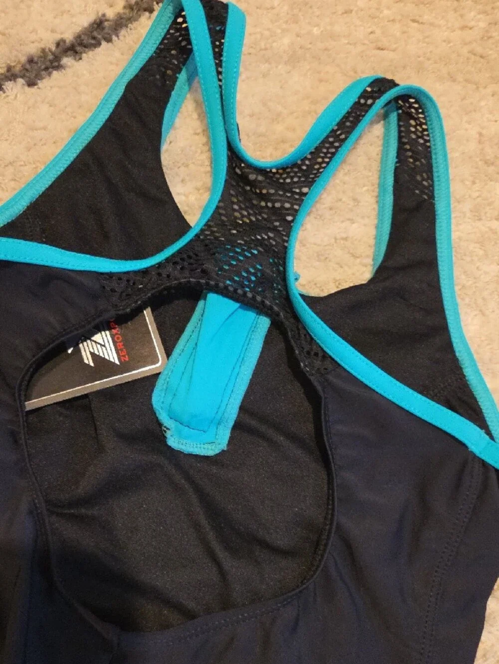 ZeroXposur Girls Black Swimsuit with Teal & Lime Floral Print